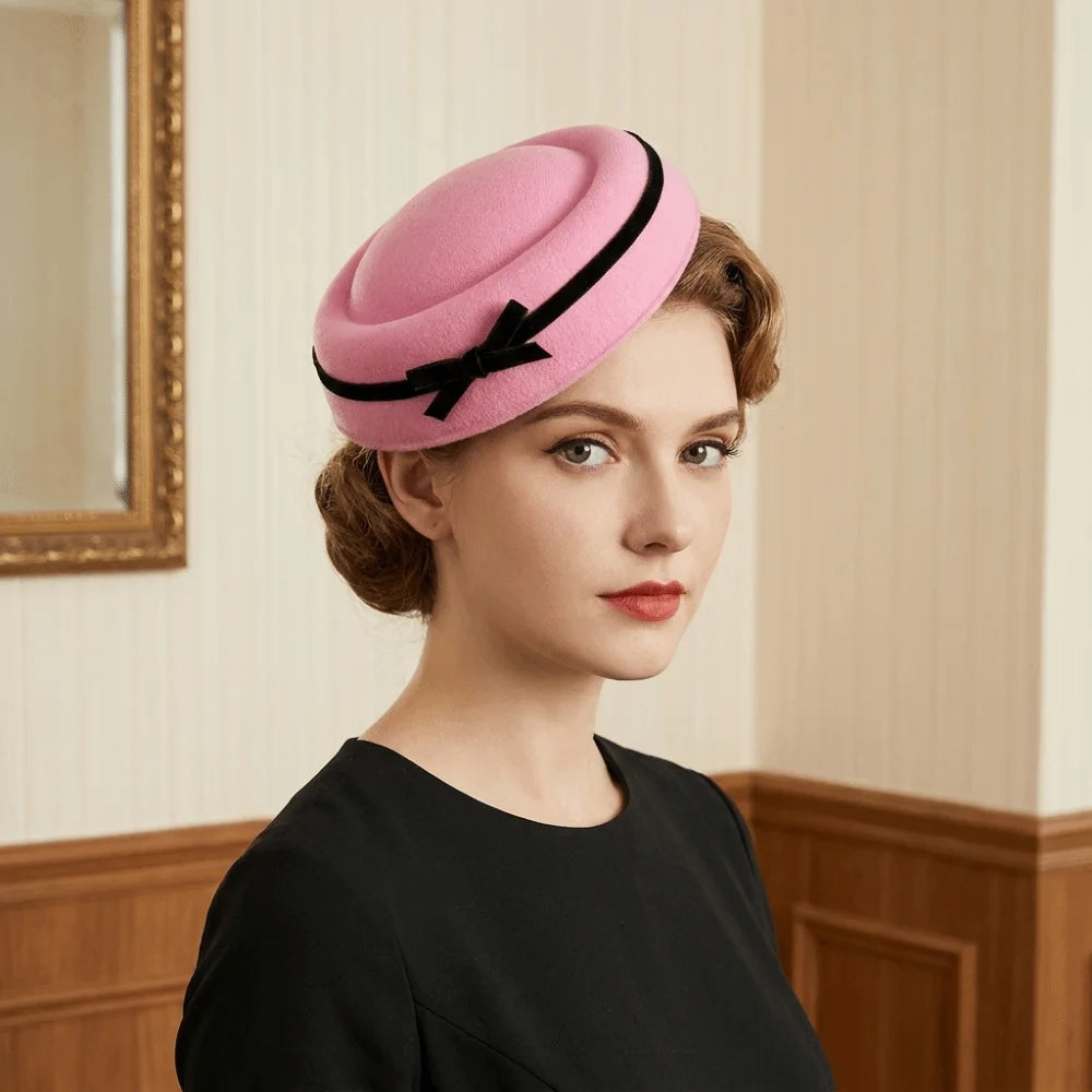 Velvet Mini Fedora Hat Hair Clip – Vintage Bow Beret Hairpin Hat Hair Clip PLUSH