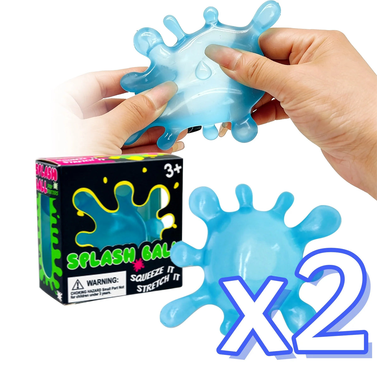 Splash Squeeze Ball – Slow Rising Squishy Fidget Toy Squishy Fidget Toy PLUSH Blue Color x 2