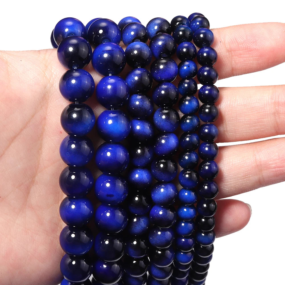 Royal Blue Tiger Eye Glass Spacer Beads 6/8/10mm – DIY Jewelry Glass Spacer Beads PLUSH