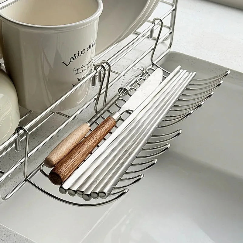 Stainless Steel Hanging Drain Basket & Expandable Storage Rack Drain Storage Basket PLUSH