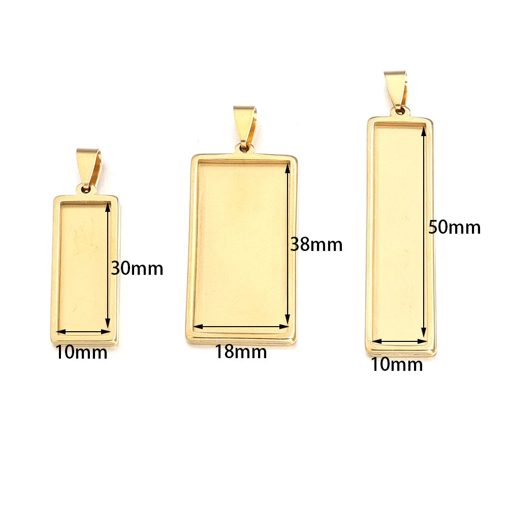 2pcs Stainless Steel Rectangle Pendant Tray – DIY Jewelry Pendant Tray Setting PLUSH
