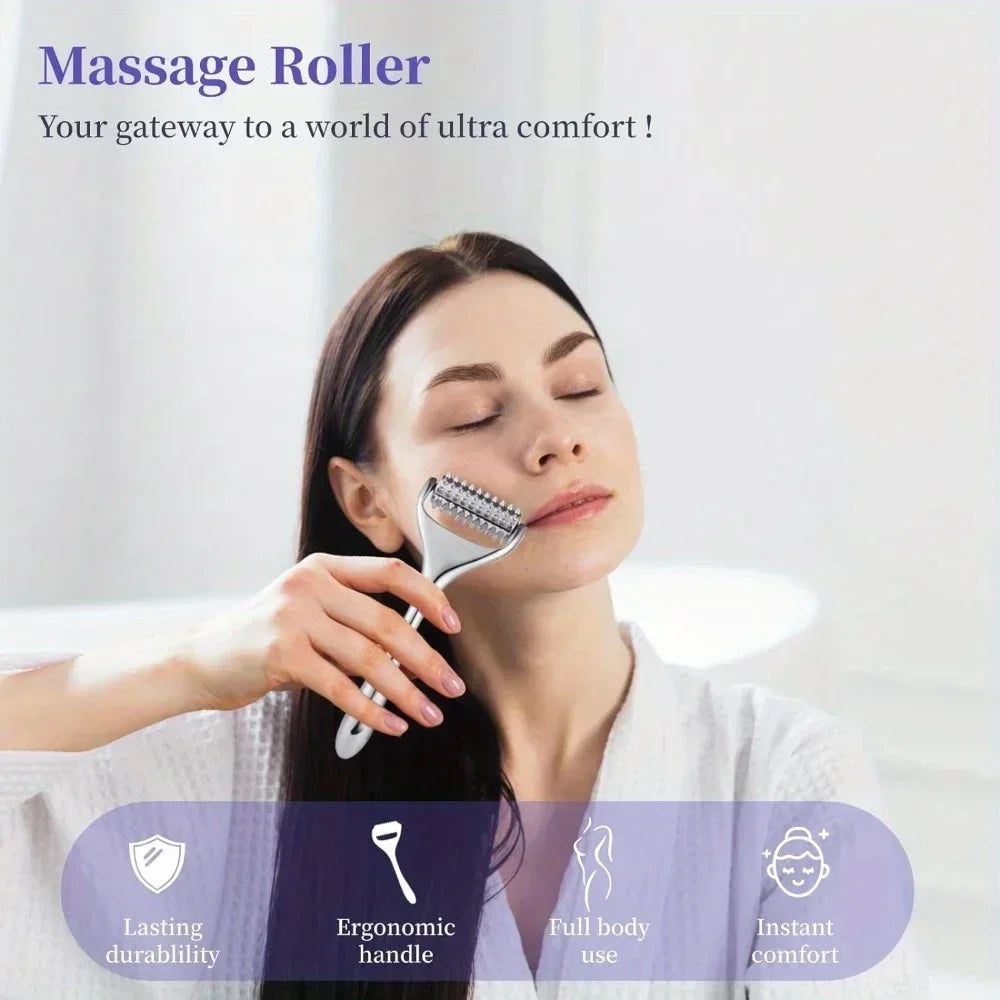 Stainless Steel Facial Roller & Gua Sha Tool – Face & Body Gua Sha Facial Tool PLUSH