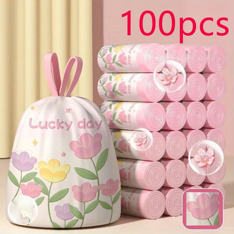 Lavender Scented Drawstring Trash Bags 100 Pack – 2.1 Gal Scented Trash Bags PLUSH