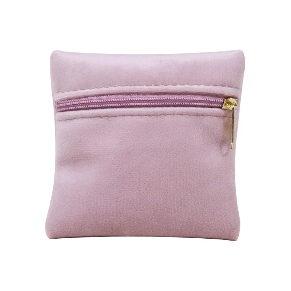 Velvet Zipper Jewelry Pouch | Soft Flannelette Storage Bag Jewelry Storage Pouch PLUSH Pink