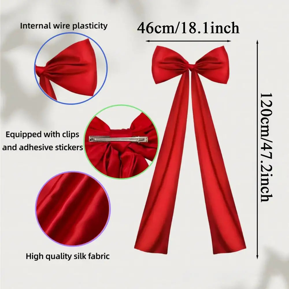 Large 47" Christmas Tree Bow Topper – Plush 3D Holiday Décor Christmas Tree Topper PLUSH Red 46x120cm