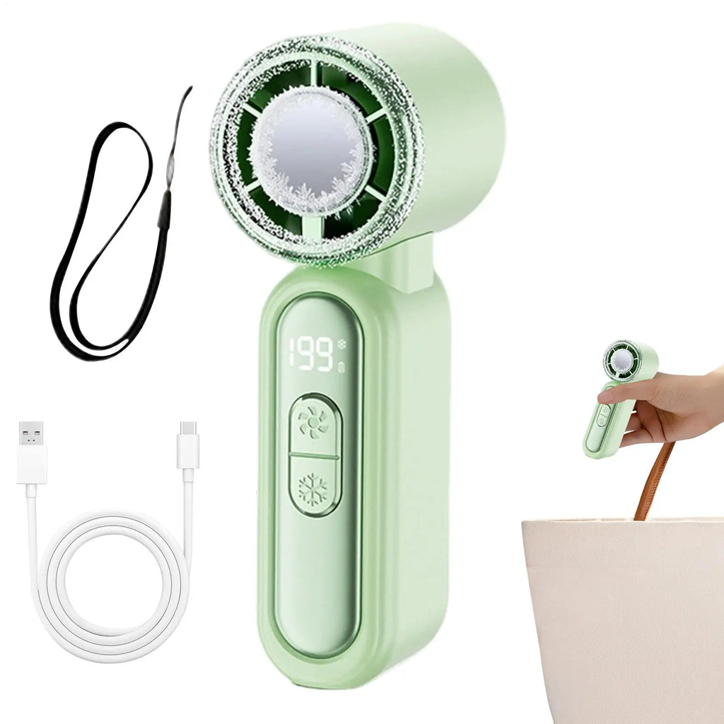 Mini Rechargeable Handheld Fan – LED Display & Lanyard Handheld Cooling Fan PLUSH