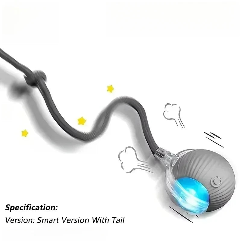 Cat Interactive Auto-Rolling Ball Toy with LED Light & Sound Interactive Cat Toy PLUSH Grey