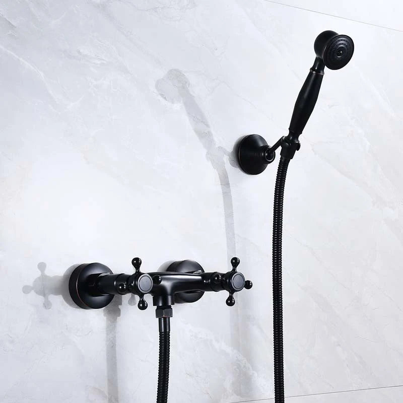 Wall Mount Bathtub Faucet & Handheld Spray – Antique Bronze Brass Bathtub Faucet Set PLUSH