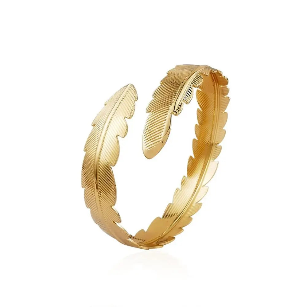 Bohemian Alloy Cuff Bangle – Hollow Leaves & Musical Note Cuff Bangle Bracelet PLUSH gold-B