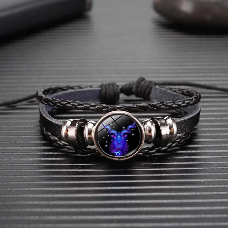 Zodiac Constellation Beaded Leather Bracelet | Multilayer Handwoven Charm Bracelet PLUSH Capricorn