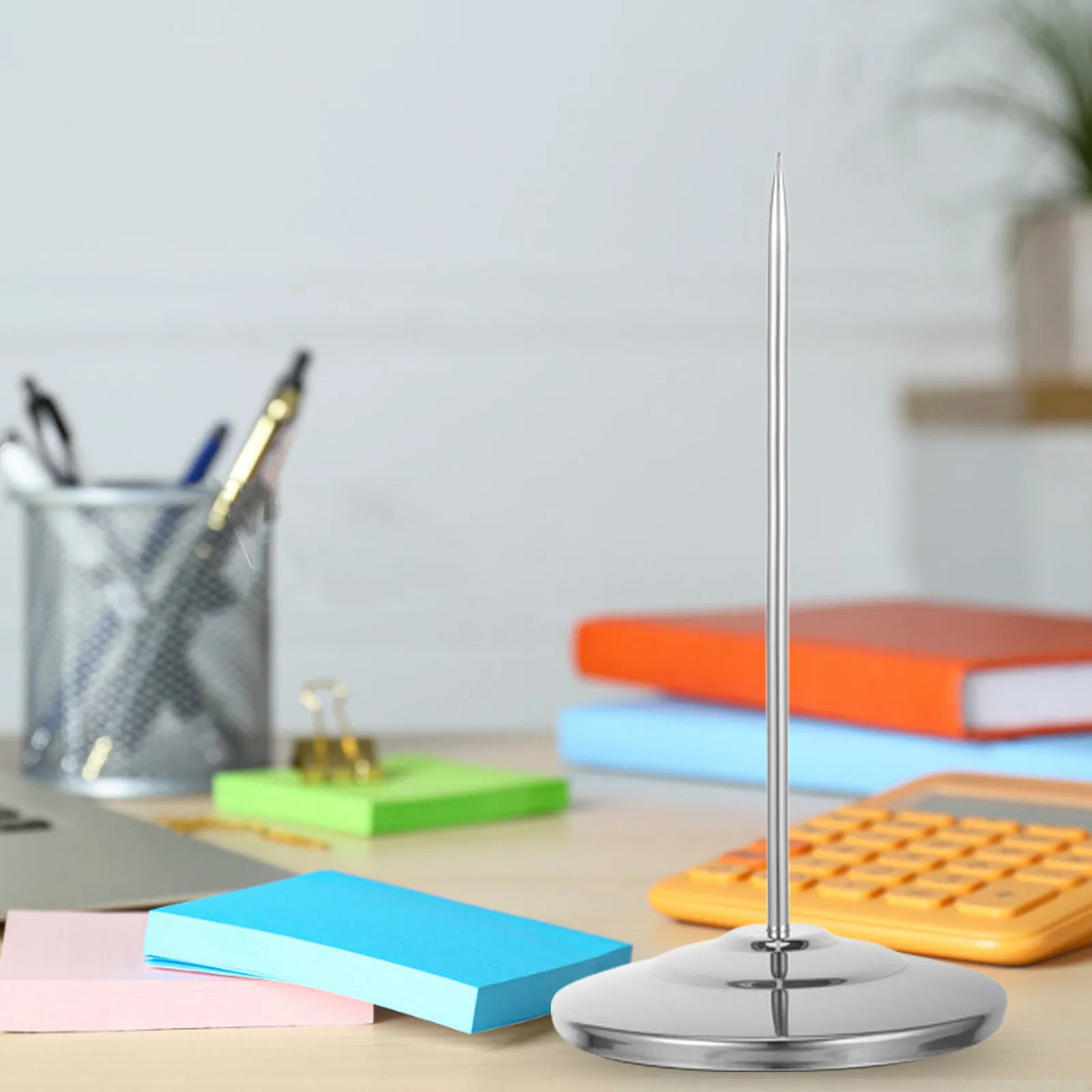 Stainless Steel Memo Spike Receipt Holder | Non-Slip Base Receipt Spike Holder PLUSH