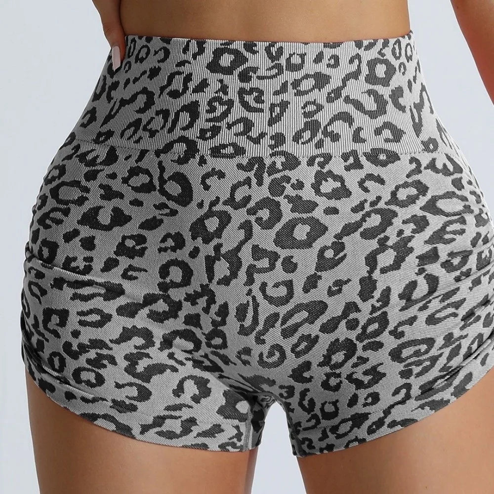 Women's High Waist Seamless Yoga Shorts – Leopard Print Women's Yoga Shorts PLUSH