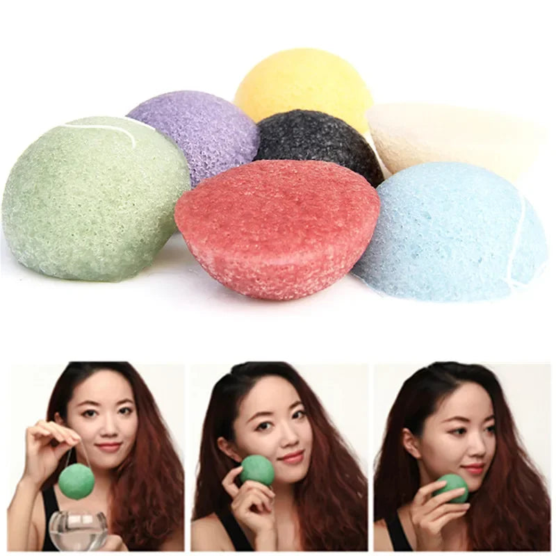 Natural Konjac Face Cleansing Sponge 4-Pack – Gentle Exfoliator Facial Cleansing Sponge PLUSH