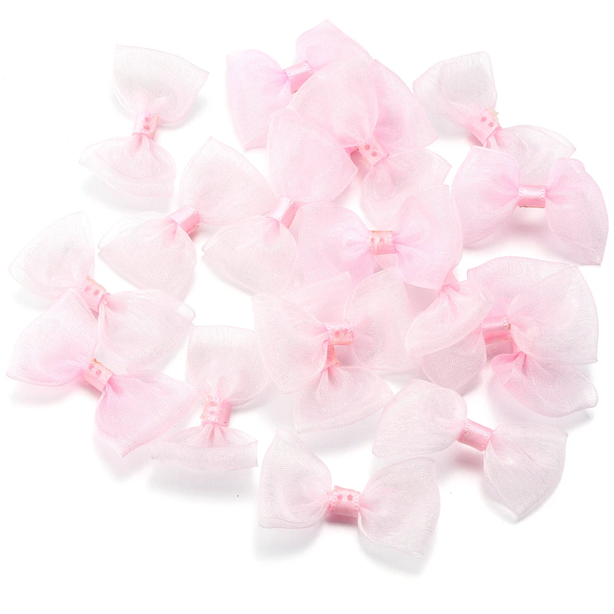 20pcs Organza Sheer Mesh Bows – Hair Clips & DIY Crafts Craft Bow Embellishments PLUSH Light Pink