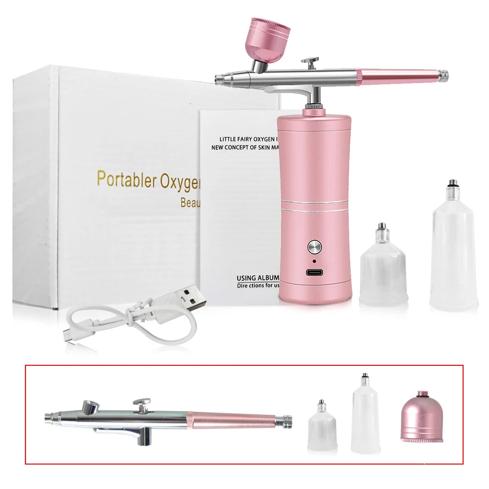 Portable Airbrush Kit with Compressor – Nail Art & Crafts Airbrush Compressor Kit PLUSH Pink Kit