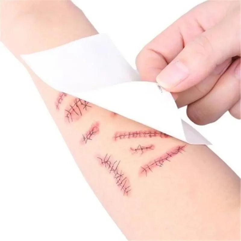 Halloween Temporary Tattoo Sticker – Realistic Stitched Wound FX Temporary Tattoo Sticker PLUSH