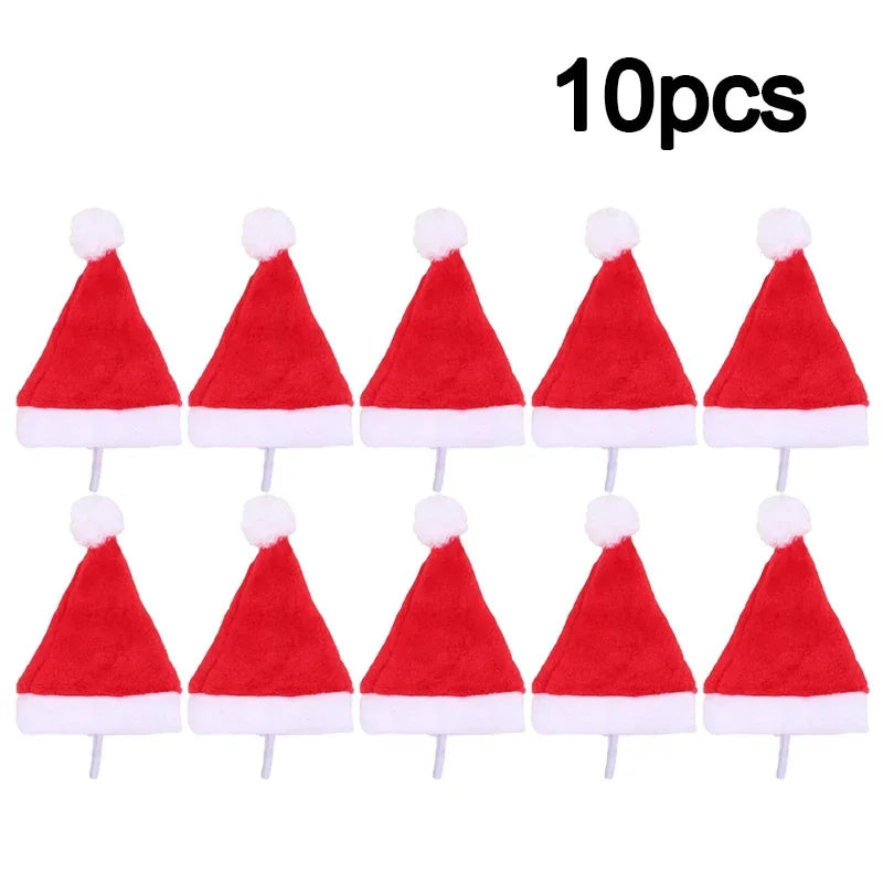 Dog Santa Hat – Red Plush Christmas Cap for Pets Pet Holiday Costume PLUSH red 10pcs