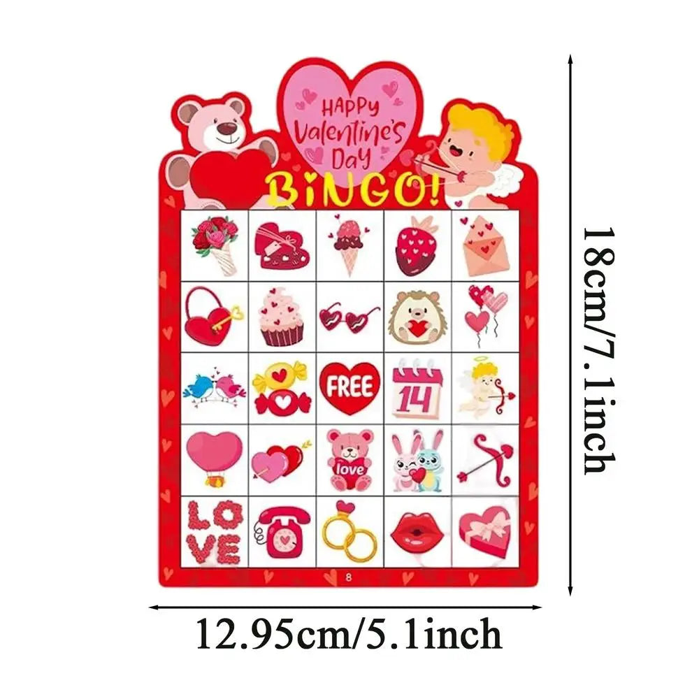 Valentine's Day Bingo Game 38pcs – Fun Set for 24 Players Holiday Card Game PLUSH 38Pcs
