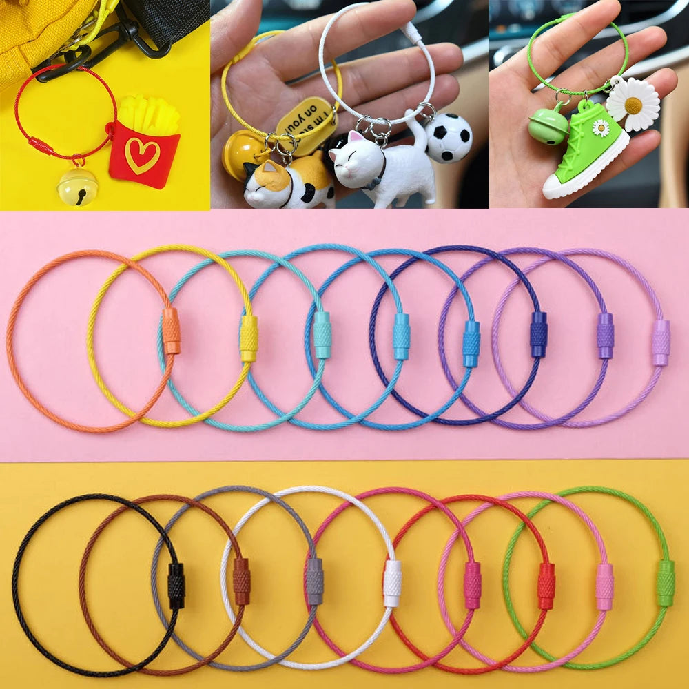 Stainless Steel Rotating Wire Key Ring – Color Keychain 5/10pcs Key Ring Keychain PLUSH