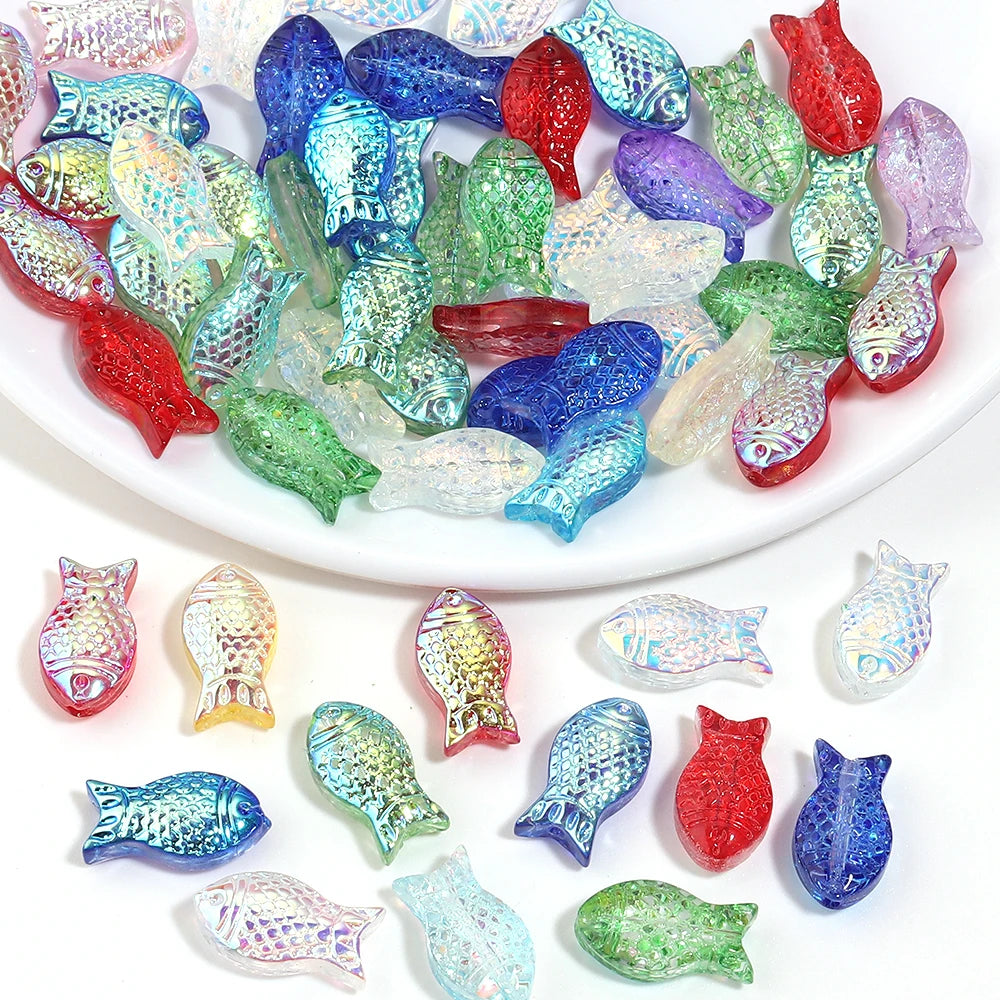 30pcs Fish Glass Spacer Beads Clear AB Color – DIY Jewelry Glass Spacer Beads PLUSH