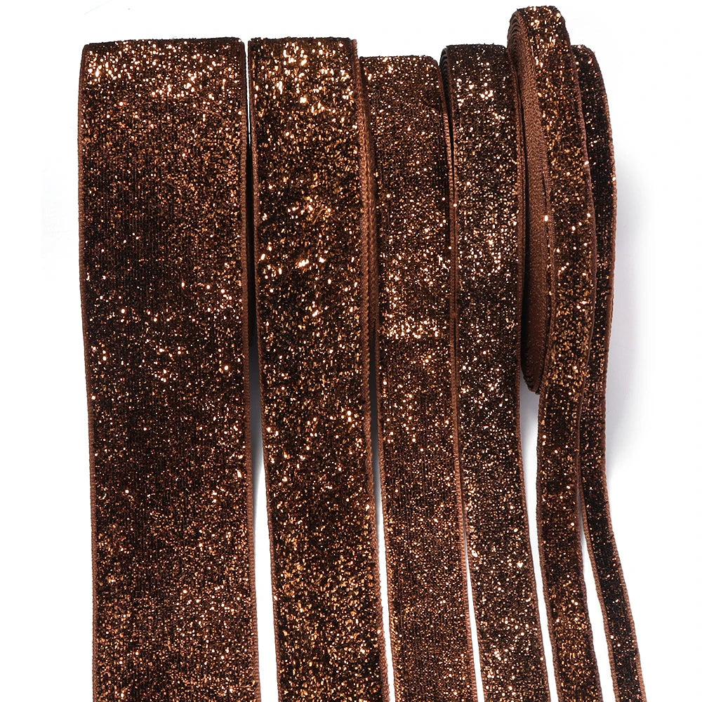 Deep Brown Glitter Velvet Ribbon 5–10 Yds | DIY Craft & Decor Craft Ribbon PLUSH