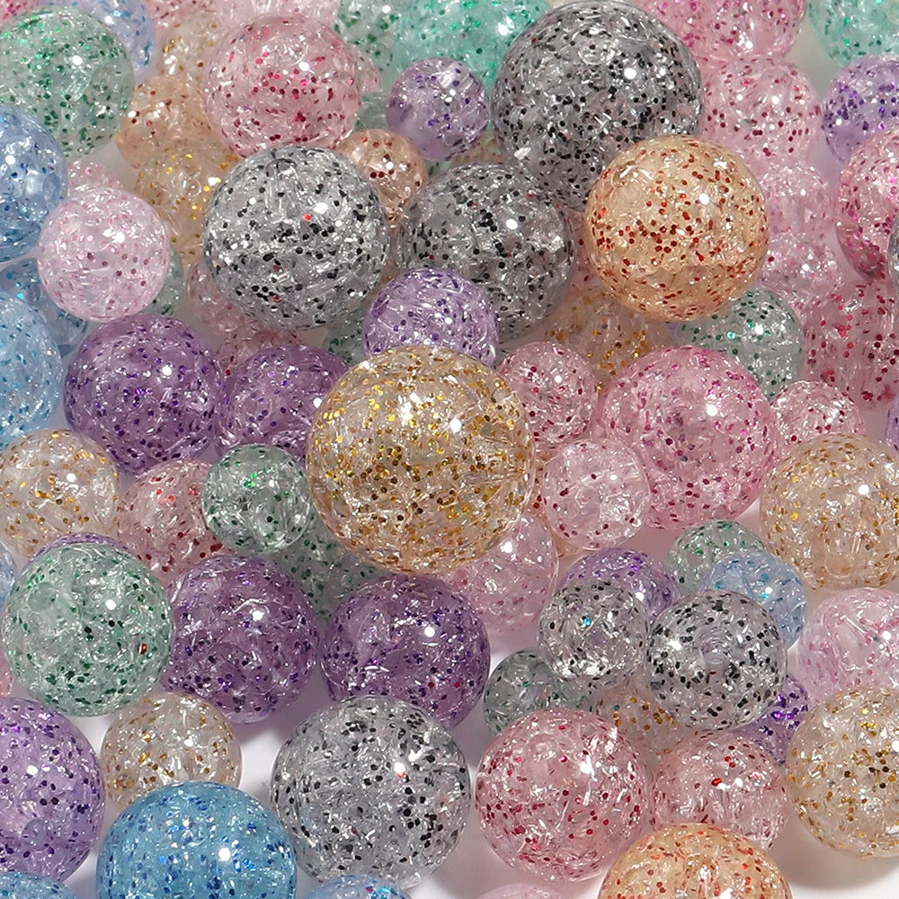 Crackle Glitter Round Acrylic Spacer Beads – Multicolor DIY Acrylic Spacer Beads PLUSH