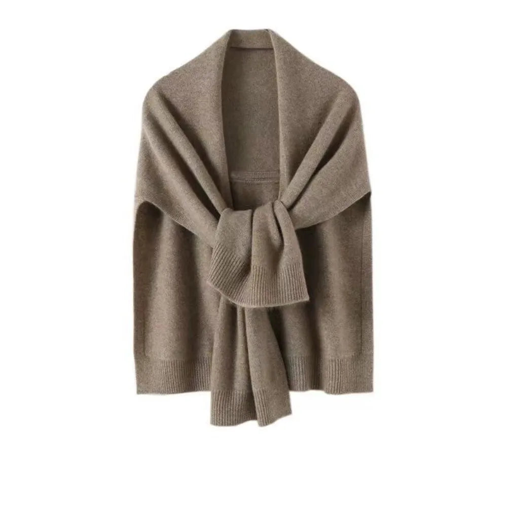 Women's Soft Knit Shawl Wrap – Polyester Scarf Cape All Seasons Knit Shawl Scarf PLUSH Khaki