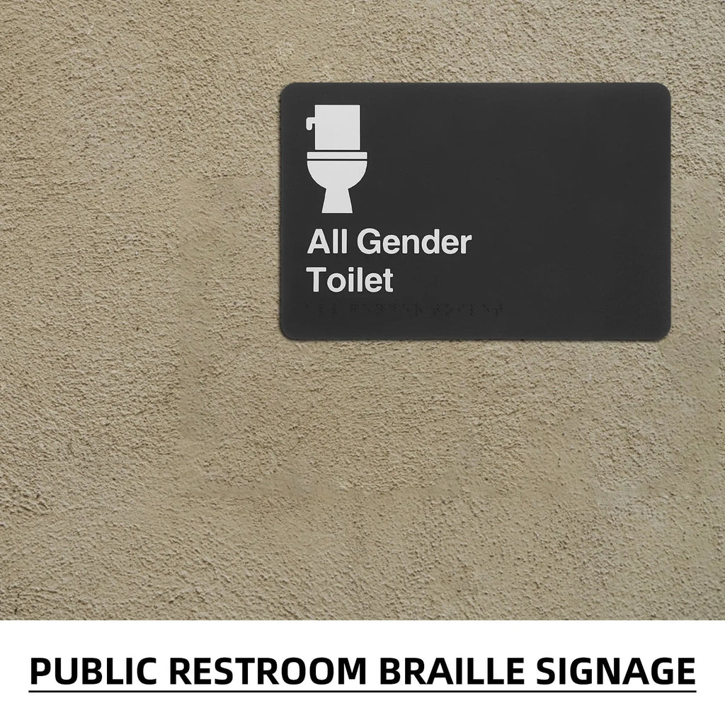 All Gender Restroom Sign with Braille – Unisex ABS Bathroom Sign Restroom Door Sign PLUSH