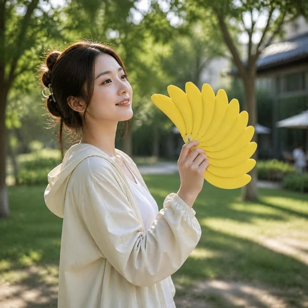 3D Banana Folding Fan – Costume Prop, Party Favor & Artistic Décor Novelty Folding Fan PLUSH