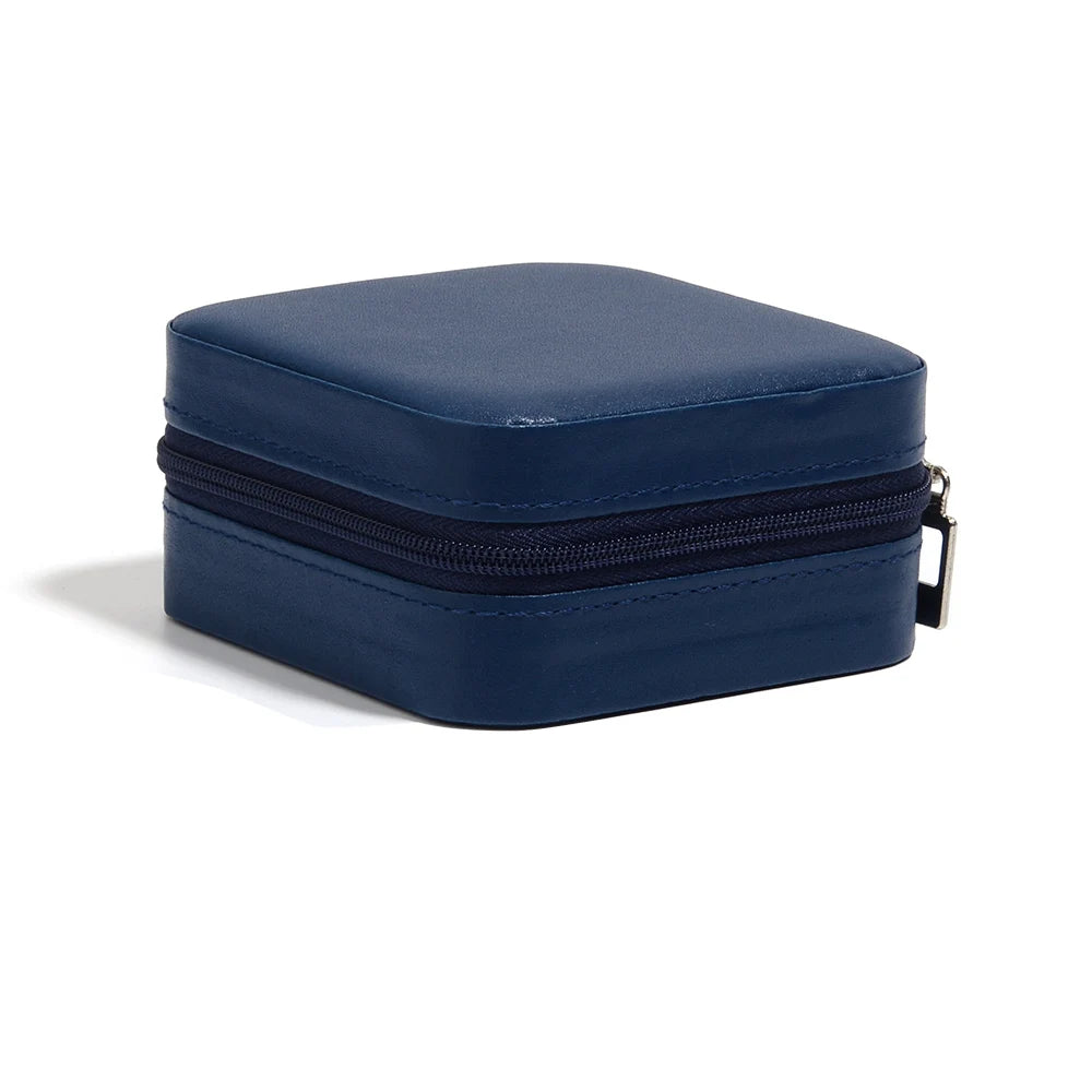 Square PU Leather Zipper Jewelry Box – Travel Organizer Pouch Jewelry Storage Box PLUSH deep blue 10x10mm