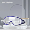 Wide Vision Anti-UV Swimming Goggles – Silicone Big Frame Swimming Goggles PLUSH Blue-White
