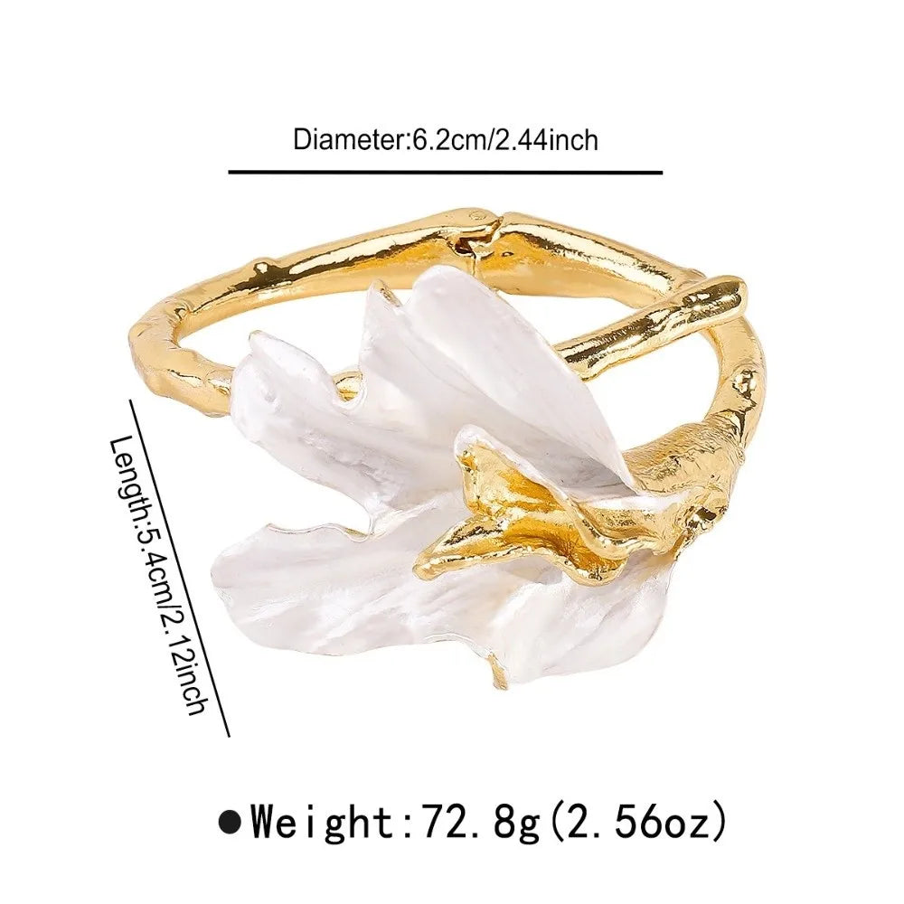 Bohemian 3D Iris Flower Gold Bangle Bracelet – Vintage Style Fashion Bangle Bracelet PLUSH Style 4