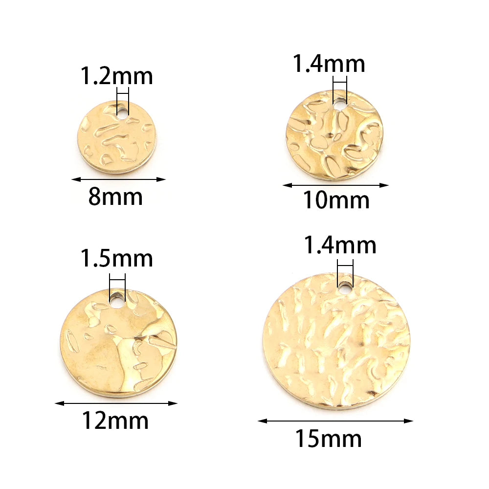 10pcs Stainless Steel Textured Disc Charms for DIY Jewelry Jewelry Charms PLUSH