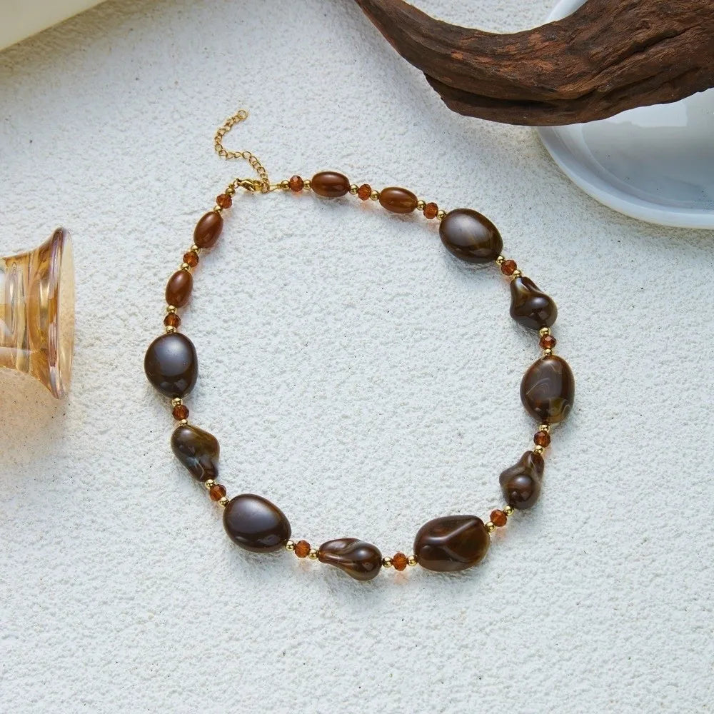 Handmade Colorful Irregular Acrylic Beaded Necklace – Women Beaded Necklace PLUSH