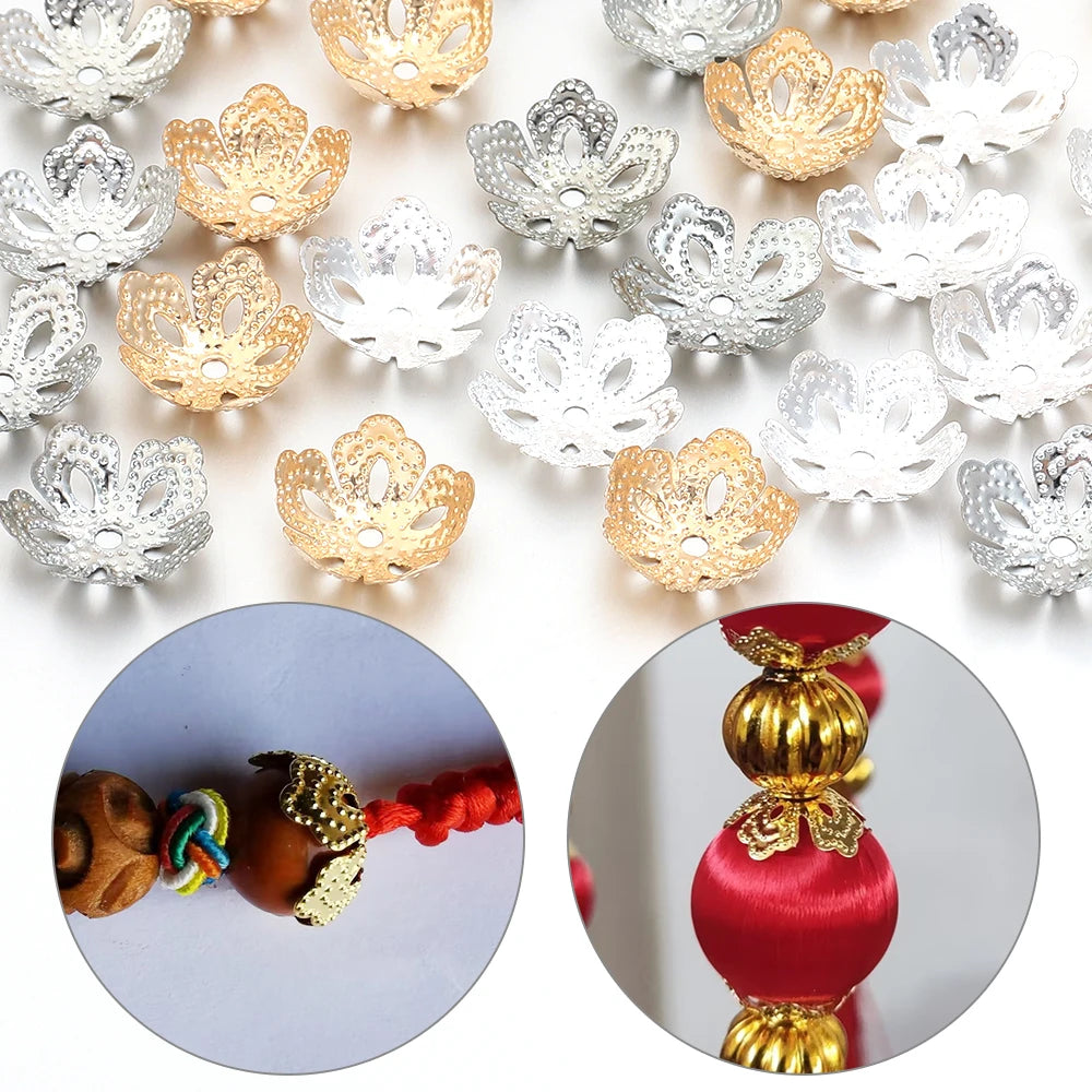 100pcs Metal Flower End Cap Spacer Beads for DIY Jewelry Jewelry Findings PLUSH