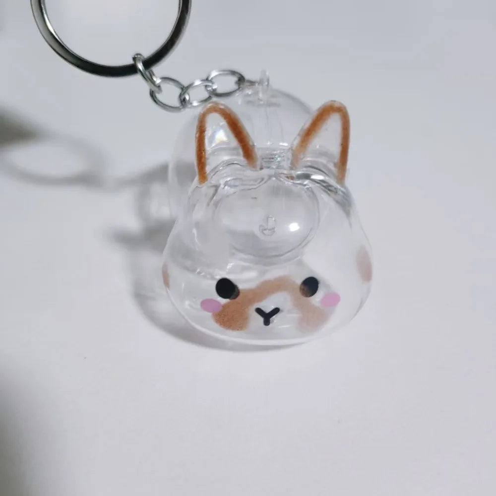 Transparent Pet Hair Storage Keychain – Cute Keepsake Container Pet Keepsake Keychain PLUSH Brown Ear Bunny