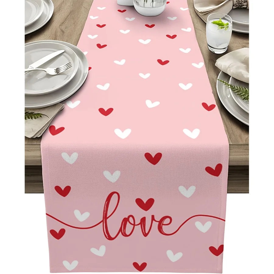 Heart Pattern Tablecloth | Valentine's Day Table Runner Table Runner PLUSH A 33X183Cm