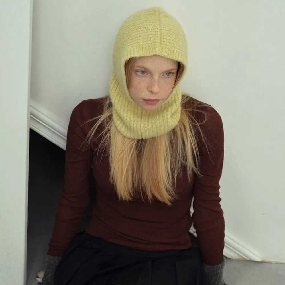 Women's Knit Balaclava Earflap Hat – Warm Alpaca Wool Blend Balaclava Earflap Hat PLUSH
