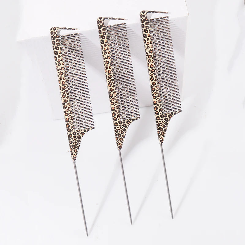 Leopard Print Rat Tail Comb – Anti-Static Fine-Tooth Styling Hair Styling Comb PLUSH