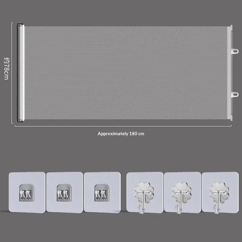 Retractable Pet Gate – No-Drill Mesh Fence for Dogs & Baby Retractable Pet Gate PLUSH White 18078cm
