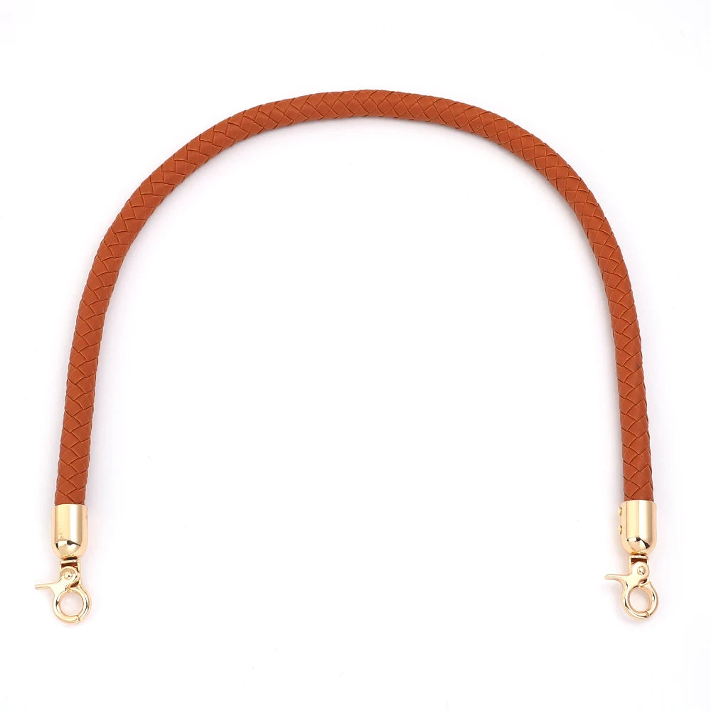 PU Leather Braided Bag Shoulder Strap with Lobster Clasp 30/60cm Bag Replacement Strap PLUSH brown 60cm