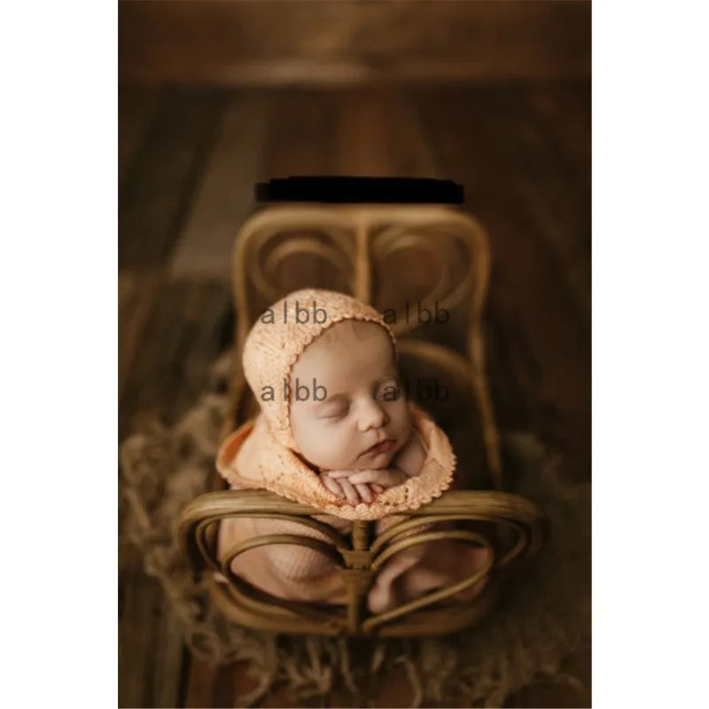 Handmade Vintage Bamboo Chair Newborn Photography Prop Newborn Photo Prop PLUSH