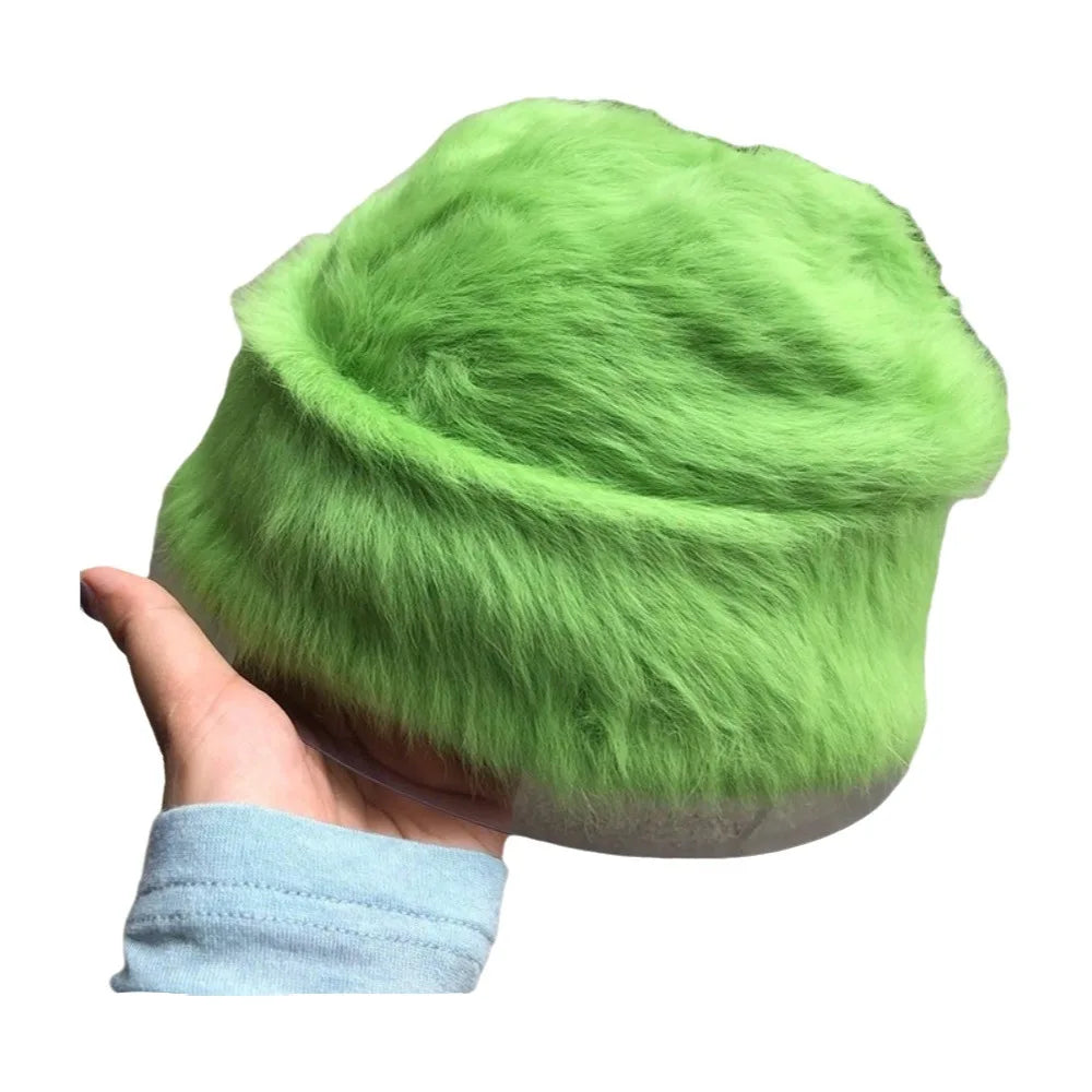 Women's Slouchy Knit Beanie Hat – Y2K Winter Thermal Skullcap Winter Knit Beanie PLUSH Dark Green
