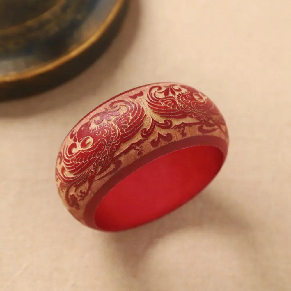 Retro Carved Wooden Bangle – Wide Colorful Ethnic Bracelet Wooden Bangle Bracelet PLUSH Style6