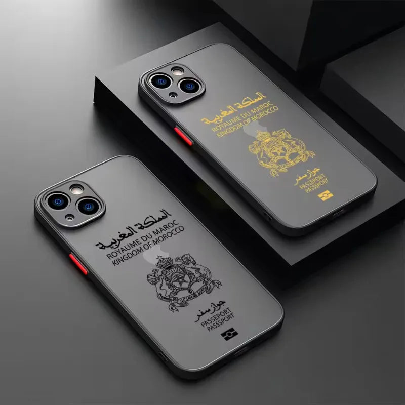 Moroccan Passport Map iPhone Case – Shockproof Matte Cover iPhone Phone Case PLUSH