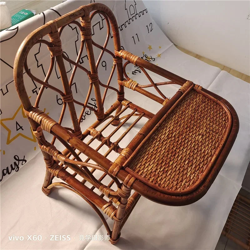 Woven Rattan Baby Photography Chair & Table Prop Set Baby Photography Prop PLUSH