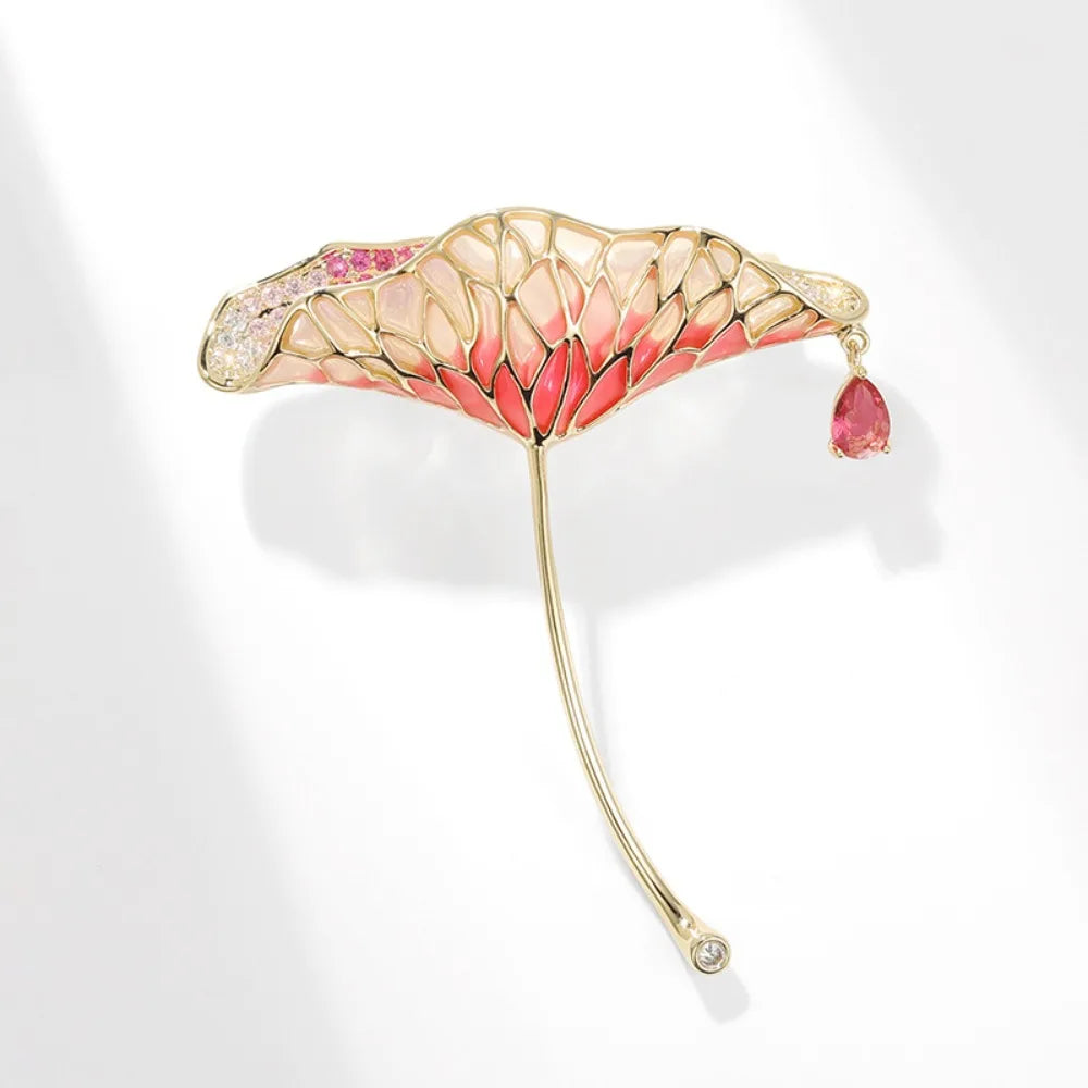 Enamel Lotus Brooch Base Zircon Copper DIY Pin Setting Brooch Blank Setting PLUSH C