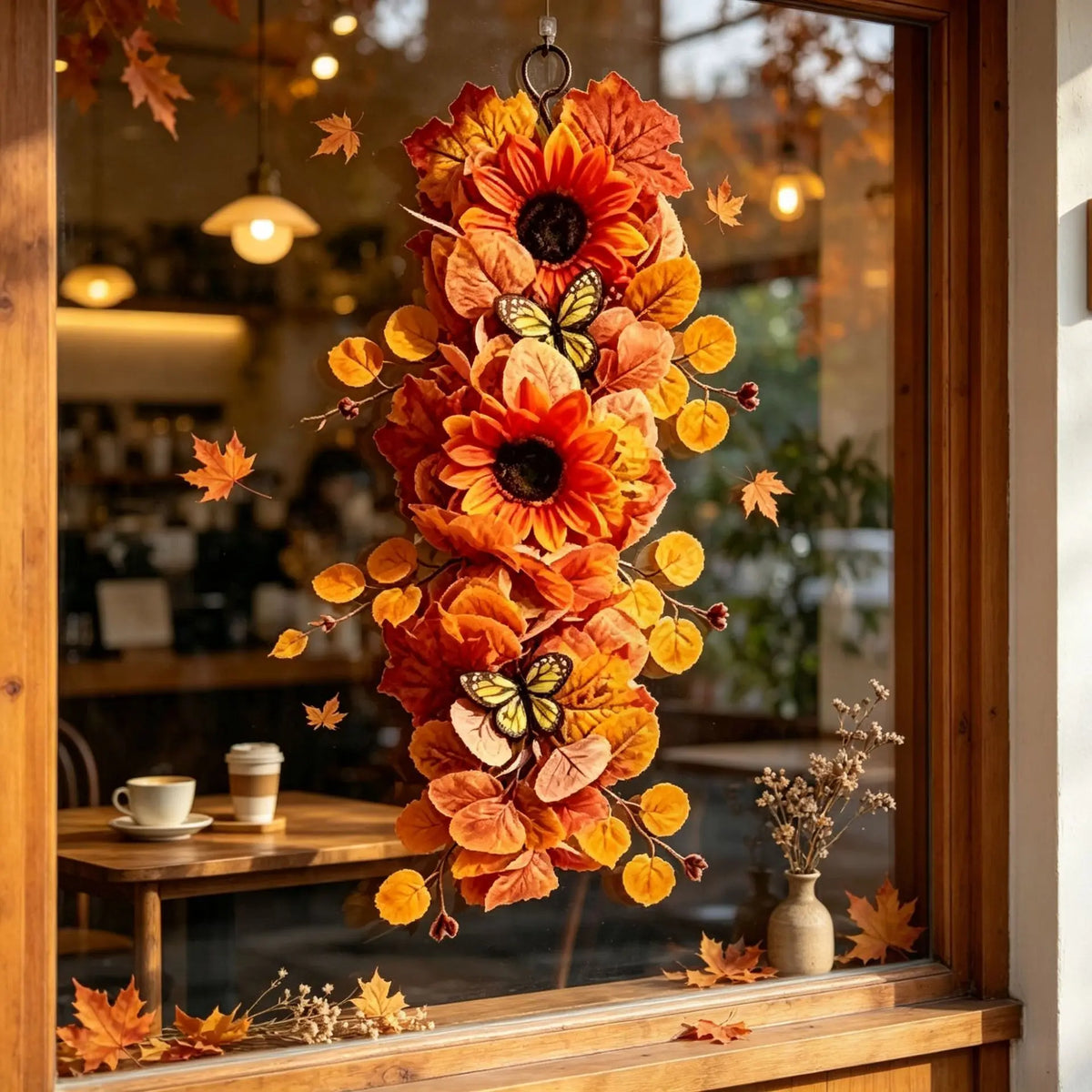 Autumn Sunflower & Maple Leaf Hanging Door Wall Decor Set Seasonal Wall Hanging PLUSH