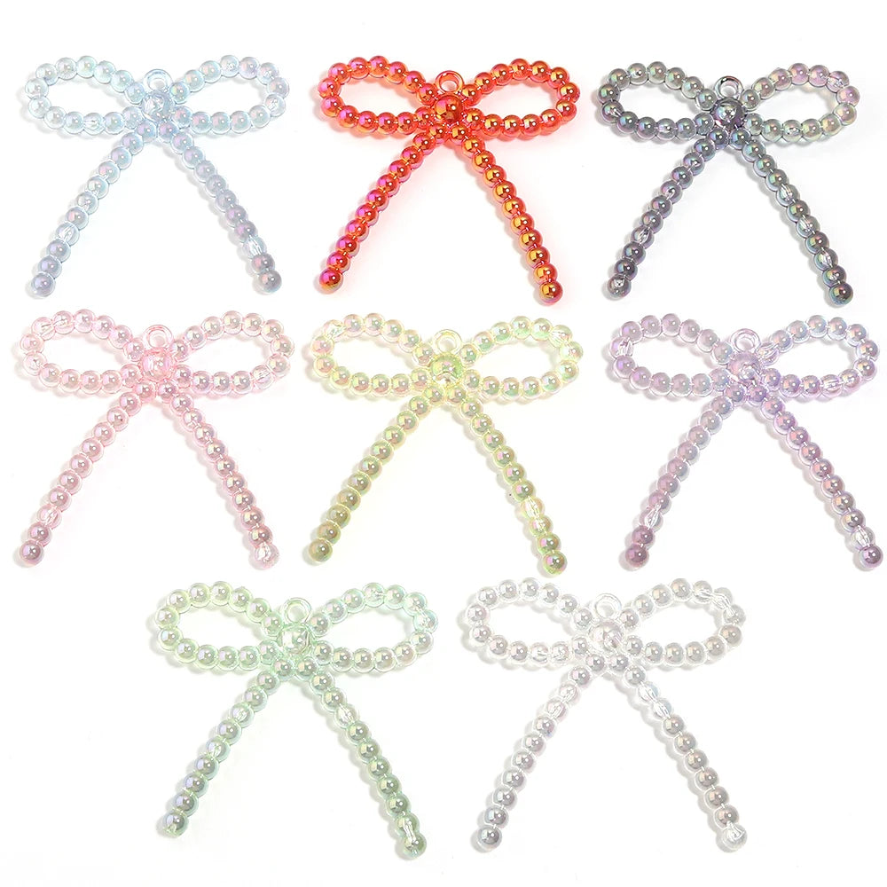5pcs Bowknot Acrylic Charms – Color Plating DIY Jewelry Making Jewelry Charms PLUSH mixed