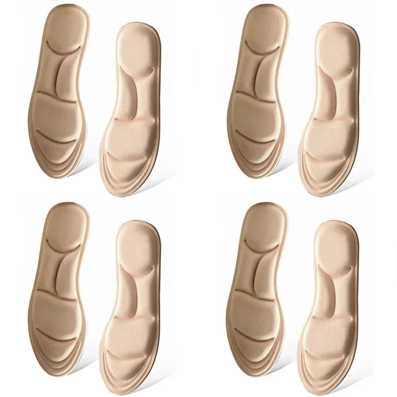 5D Memory Foam Massage Insoles – Breathable Sport Cushion Memory Foam Insoles PLUSH 4pairs-Beige EU45-46